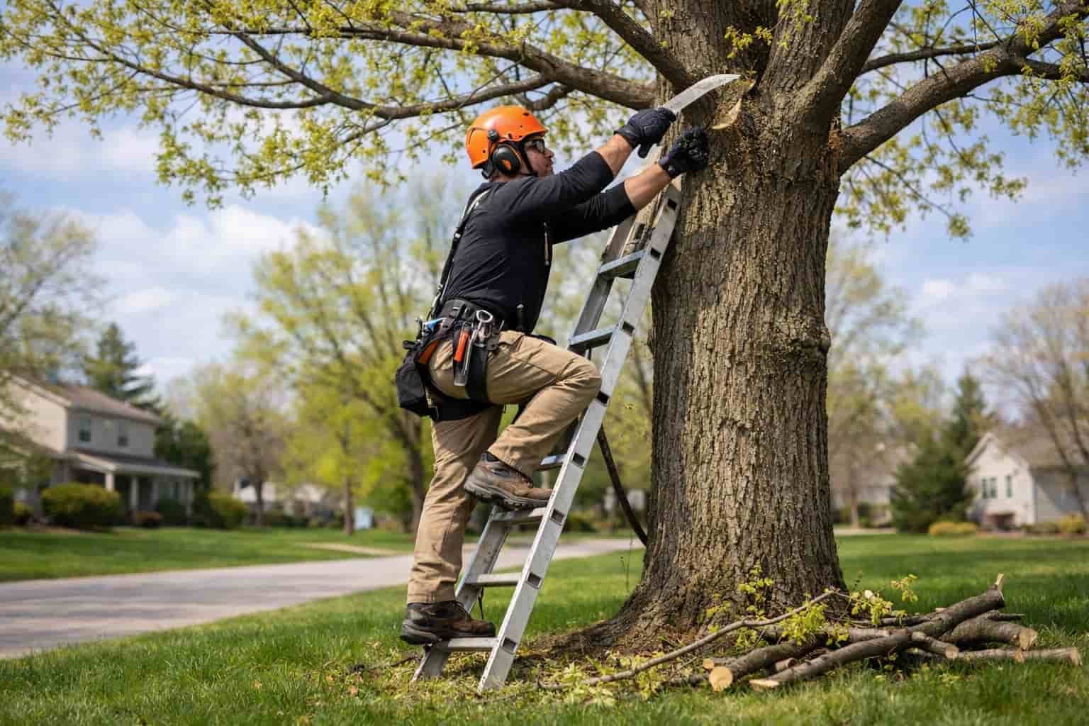 Tree pruning crew working in Michigan